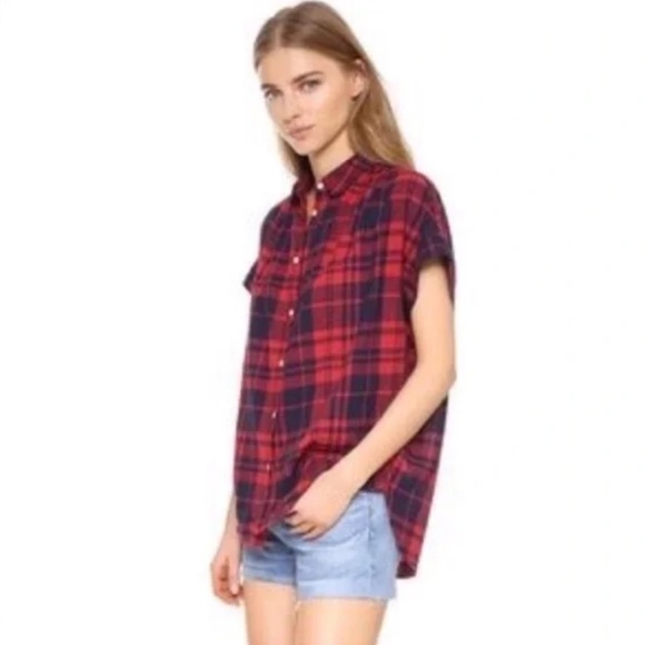 MADEWELL Central Shirt Bushwick Plaid Short Drop Sleeve Button-Down Shirt - Picture 5 of 8